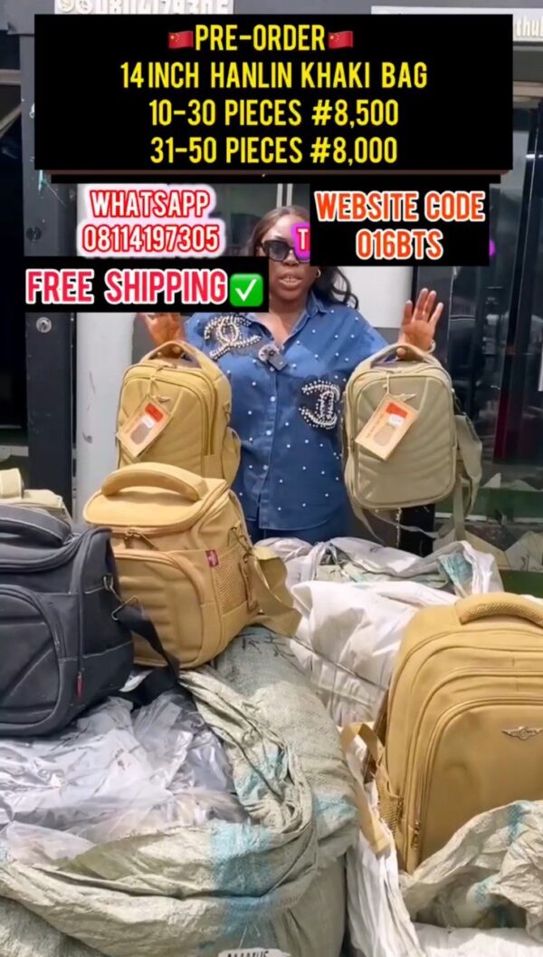 14INCH HANLIN KHAKI BAG - 016BTS