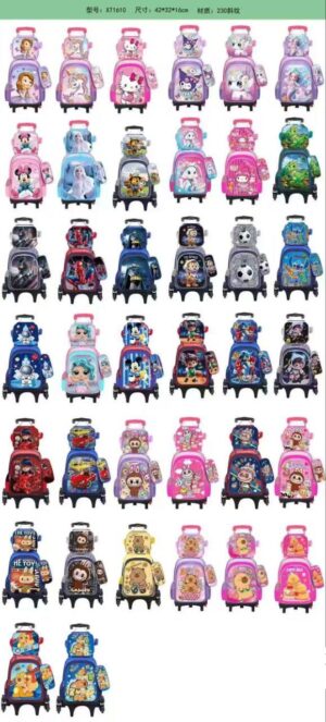 16INCHES 3IN1 TROLLEY SET SCHOOL BAG,LUNCH BAG AND PENCIL CASE - 033BTS