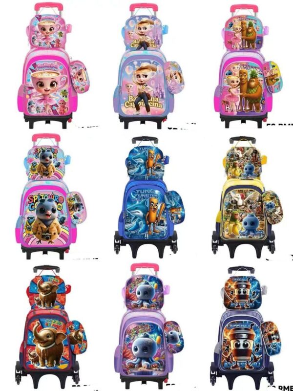 16INCHES 3IN1 TROLLEY SET SCHOOL BAG,LUNCH BAG AND PENCIL CASE - 033BTS