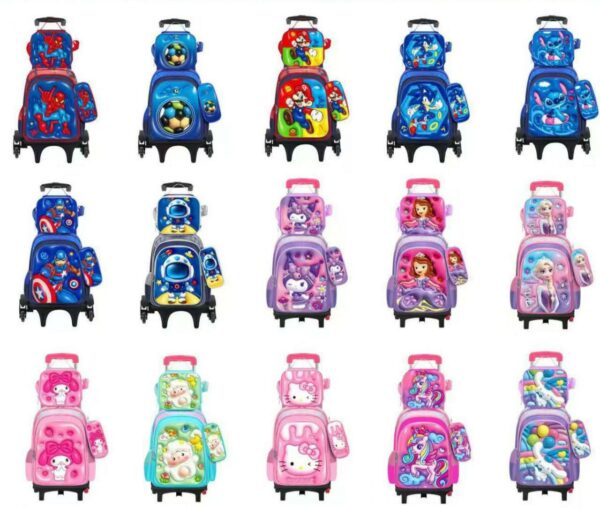 16INCHES 3IN1 TROLLEY SET SCHOOL BAG,LUNCH BAG AND PENCIL CASE - 033BTS