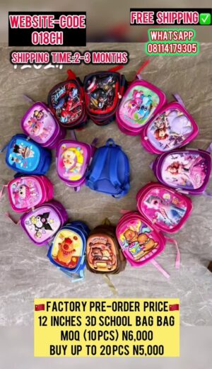 12 INCHES 3D SCHOOLBAG-018CH