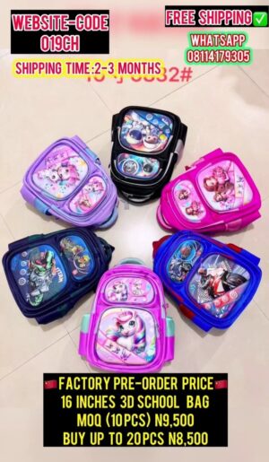 16 INCHES 3D SCHOOLBAG-019CH