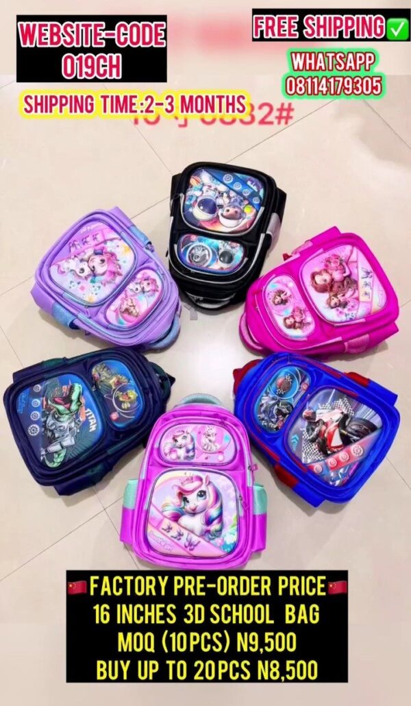 16 INCHES 3D SCHOOLBAG-019CH