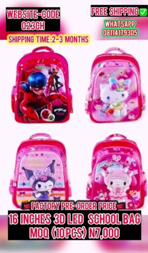 16 INCHES 3D LED SCHOOLBAG-023CH