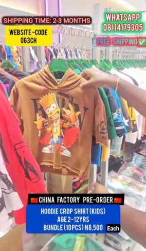 HOODIE CROP SHIRT {KIDS}-063CH